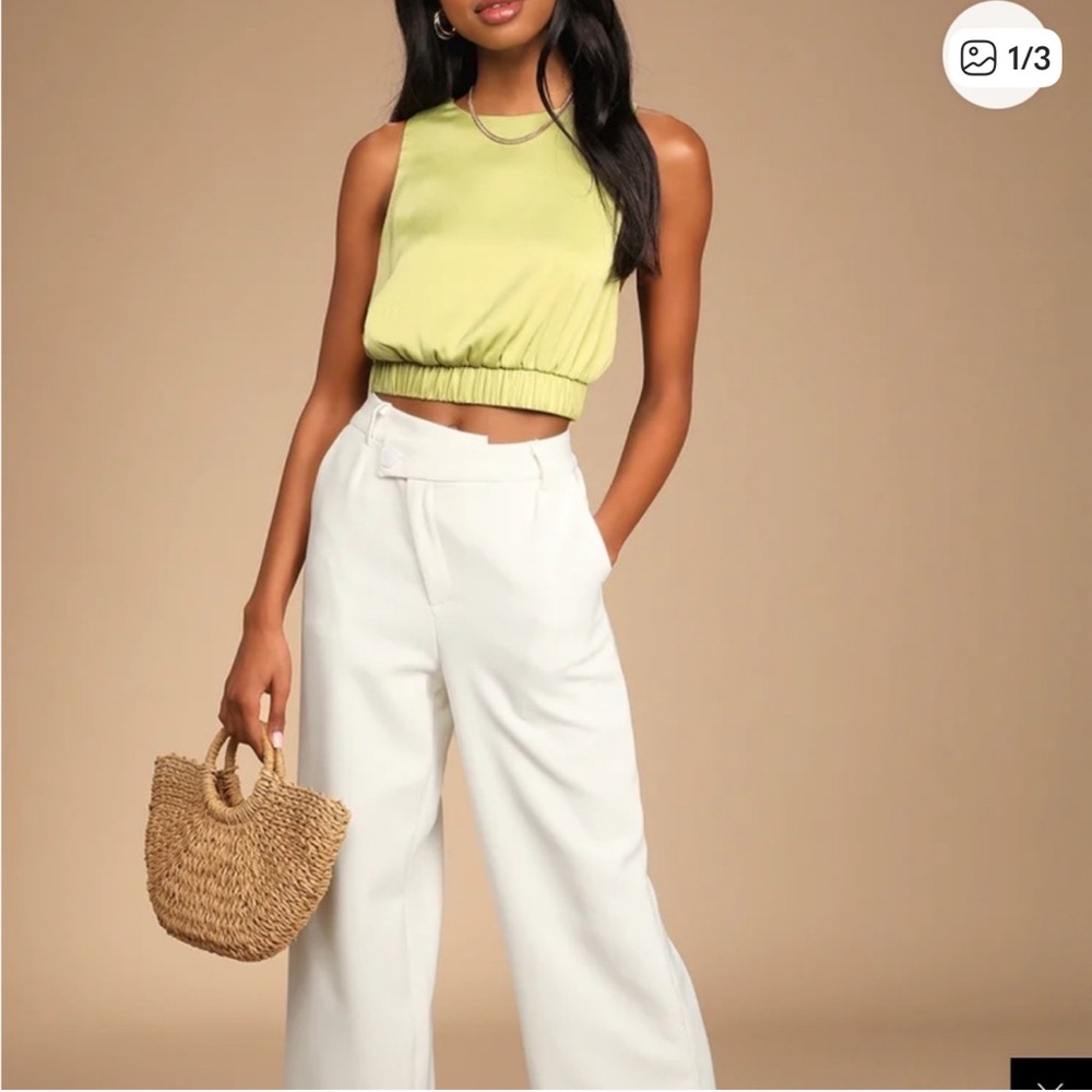 Lulu’s Green Halter Neck Open Back Crop Top